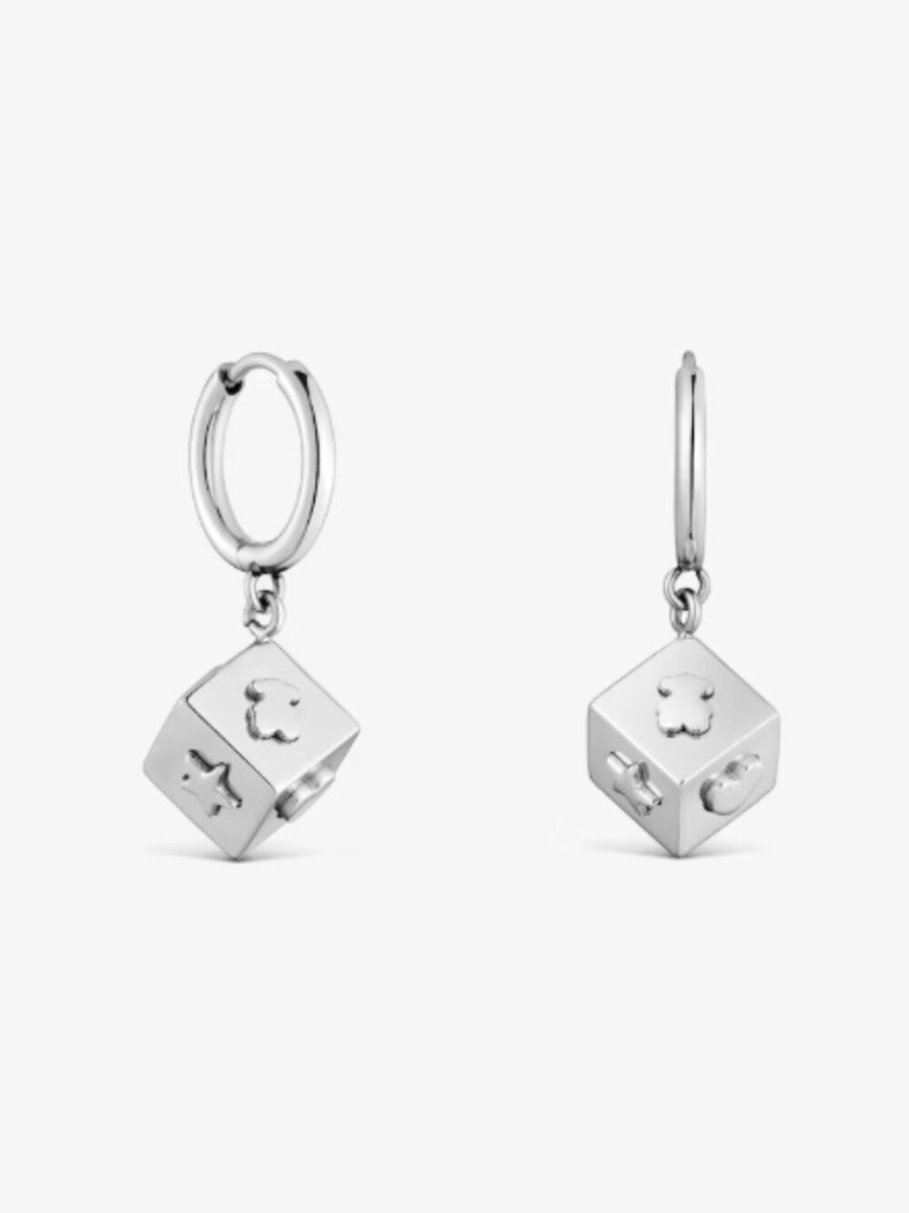 Tous Steel Hoop earrings with cube charm Tous Charming
